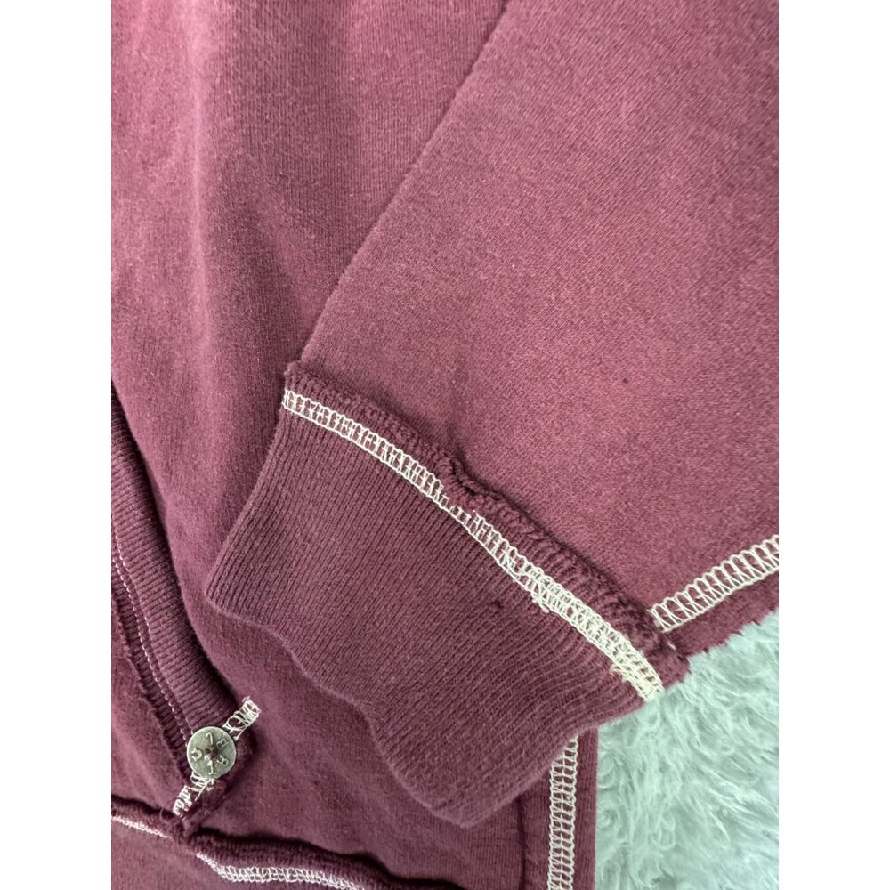 True Religion Mens XXL Maroon Hoodie Jacket Flatlock Zip LA 1956 Captain Graphic - Picture 5 of 15